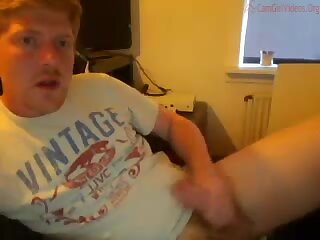 Str8 Uncut Danish Ginger Guy Shoots Hot Load in Glass